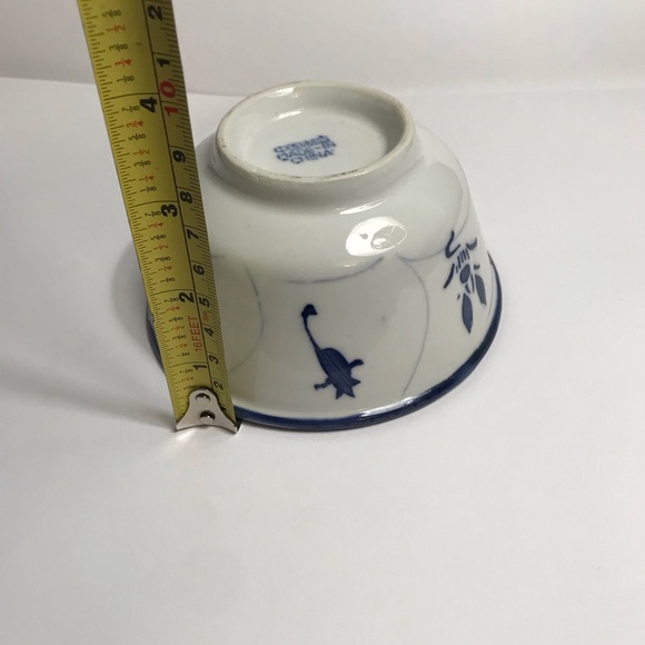 Rare Chinese Blue White Floral Porcelain Rice Noodle Bowls-Vintage set of 2 - Picture 4 of 8